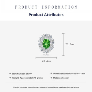 Ensemble collier et pendentif en zircon vert ovale taillé en forme de fleur, écologique, en cuivre, 10*14 mm, pour femmes - Product Image 3
