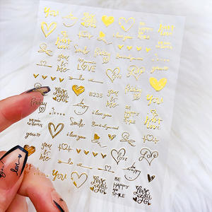 Venta al por mayor 3D láser corazón carta San Valentín <span class=keywords><strong>uñas</strong></span> pegatina decoración de <span class=keywords><strong>uñas</strong></span> negro blanco oro plata San Valentín <span class=keywords><strong>uñas</strong></span> pegatinas - Product Image 5