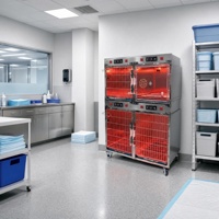 Cage de transport vétérinaire de luxe moderne en acier inoxydable 304 de haute qualité pour chiens, chats et petits animaux en clinique