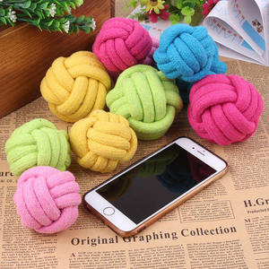 Fabrika doğrudan çevre dostu şeker renkli peluş Pet pamuk halat dokuma topu kedi oyuncak dayanıklı Bite dayanıklı çanta içinde paketlenmiş - Product Image 3