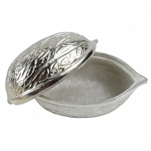 Bol de rangement pour bonbons en argent, design en forme de noix, bols pour fruits secs, décoration de table, maison et service de nourriture avec finition plaquée - Product Image 1