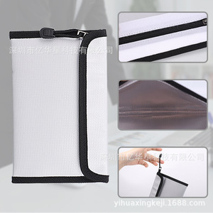 Fireproof <b>Document</b> <b>Bag</b> 20x13cm Single Zipper Horizontal Silver Gray Office Home Use - Product Image 2