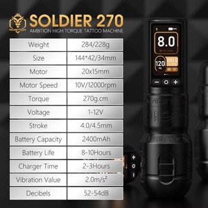 Máquina de Tatuaje Inalámbrica de 2400mAh, Motor sin Escobillas de Alto Torque, Carrera de 4.0mm y 4.5mm, Bajo Ruido - Product Image 2