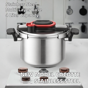 Casserole à pression en acier inoxydable 4 L, qualité alimentaire, compatible gaz et induction, pour cuisine professionnelle - Product Image 2