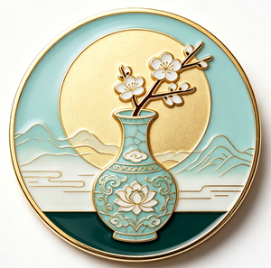 Custom Round Enamel Metal Craft Floral Vase <b>Pin</b> <b>Badge</b> Souvenir Magnet Decor Gift - Product Image 3