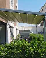 Pergola Motorisée et Rétractable d'Ombrage, Store Banne de Terrasse Extérieure Coulissant, Toit Rétractable pour Pergola