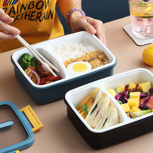Lunch Box With Compartments Plastic <b>Microwave</b> Safe For Children And Office Workers Rectangle Solid Color - Product Image 4