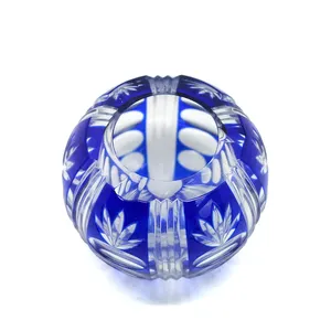 Hand Carved Glass Ashtray Cigarette Cigar Ash Container Ball Shape Glass Ashtray