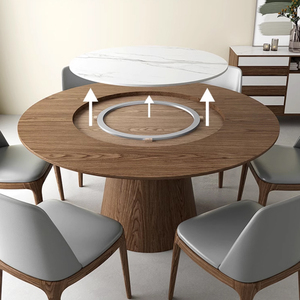 Modern Solid <strong>Wood</strong> <strong>Inlaid</strong> Dining Table With Turntable Minimalist Household Ash <strong>Wood</strong> Large Round Shape Dining Table PJ2425 - Product Image 5