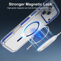 Coque de téléphone magnétique à chargement sans fil pour iPhone 16 15 17 Pro Max, transparente, antichoc, avec protection d'objectif en métal