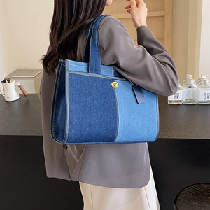 <span class=keywords><strong>Bolsos</strong></span> de mano de mezclilla de gran capacidad, <span class=keywords><strong>bolsos</strong></span> de hombro para mujer con forro de cremallera, monederos grandes para mujer - Product Image 5
