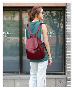 High Quality Soft Leather Flip Shoulder Bag <b>Travel</b> <b>Backpack</b> Korea Style <b>Women</b> Simple Casual <b>Backpack</b> Bag - Product Image 5