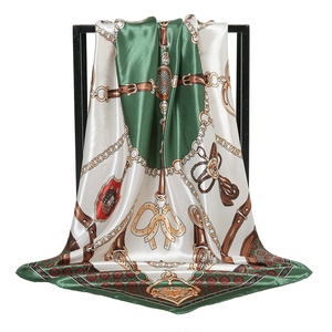 Nouveau foulard en soie imprimé européen américain 90 carré transfrontalier à la mode turban polyvalent pour les femmes printemps sergé Style - Product Image 6