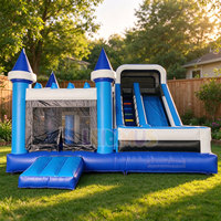 Château gonflable commercial pour enfants avec toboggan, idéal pour les fêtes et la location extérieure