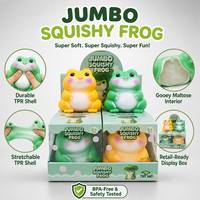Jumbo Cartoon Frog Squishy Maltose Filled Durable TPR Shell Slow-Rise Squeeze Animal Sensory Gadget Bulk Wholesale Display-Box