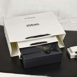 Recycled Luxury Cream Beige Kraft Paper <b>Shopping</b> <b>Bag</b> With Your Own Logo Ribbon Handle Bow for Gift Packaging Custom Printing - Product Image 5