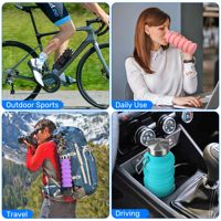 Bouteille d'eau en silicone pliable, sans BPA, réutilisable, portable, moderne, avec bouchon à vis, pour les voyages et le camping