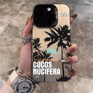 Hợp Thời Trang Mùa Hè Tối Giản Cocos Nucifera Trường Hợp Điện Thoại Cho Iphone 7 8 11 12 13 14 15 16 Pro Max Sang Trọng Mát Điện Thoại Phụ Kiện - Product Image 1