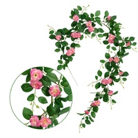 Guirlande de roses artificielles blanches réalistes de 2 m, pliable, en soie, pour la décoration suspendue des tuyaux de climatisation, des murs, des jardins et des devantures de magasins