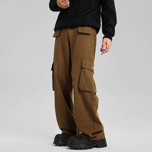 Herren Hochwertige Wash <span class=keywords><strong>Brown</strong></span> Cargo <span class=keywords><strong>Pants</strong></span> Mode Vintage Casual Baggy Straight <span class=keywords><strong>Denim</strong></span> Jeans Benutzer definierte Herren Pocket Designer Jeans - Product Image 3