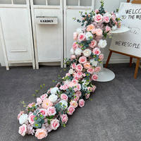 Zijden Kunstbloemen Loper Weelderige Rozen Bloemstuk Tafelarrangement Boog Achtergrond Winkelruit Presentatie Bruiloft Tafeldecoratie