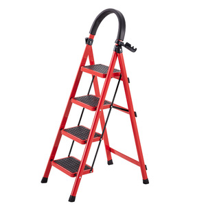 Escabeau pliable multi-usages en fer portable Échelle antidérapante pour <span class=keywords><strong>la</strong></span> maison et le bureau Rouge pour <span class=keywords><strong>la</strong></span> cuisine - Product Image 1