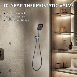 Système de Douche Thermostatique Encastré de Haute Qualité avec Robinet Poli, Garantie 10 Ans, pour Hôtels et Villas, Mitigeur de Salle de Bain en Laiton - Product Image 2