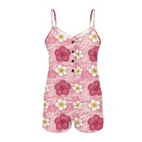 Combinaison décontractée une pièce pour femme, motif fleur d'hibiscus, idéale pour la plage ou les soirées estivales