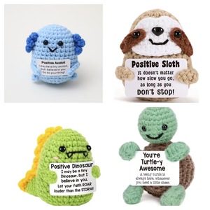Handmade Crochet Yarn Doll Ornament Cute Sea Turtle Dinosaur Axolotl Panda Positive Energy Textile Fabric Crafts