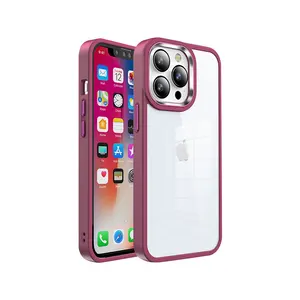 Las fundas de teléfono con marco de Metal chapado más caliente elegante suave TPU parachoques duro acrílico funda de teléfono para iPhone 11 12 13 14 Pro Max