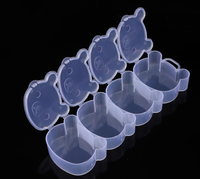 Boîte de rangement transparente multi-compartiments en forme d'ours pour bijoux, étui organisateur en plastique PP pour élastiques à cheveux et boucles d'oreilles, boîte d'emballage en gros