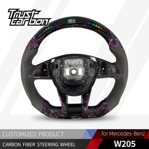 Volante LED de fibra de carbono morado personalizado para <span class=keywords><strong>Mercedes</strong></span>-<span class=keywords><strong>Benz</strong></span> W205 2015-2018 <span class=keywords><strong>Clase</strong></span> <span class=keywords><strong>E</strong></span> C S A W213 AMG C43 GT S65 GLA GLS SL GLE - Product Image 2