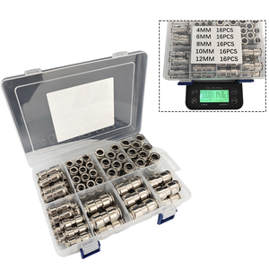 Kit de Conexiones Neumáticas de Conexión Rápida de Varios Tamaños, Aleación de Zinc, 80 Piezas en <span class=keywords><strong>Total</strong></span>, Incluye Tipos Rectos de 4/6/8/10/12 mm - Product Image 3