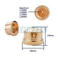 Ensemble d'électrode en cuivre TEMWELL A141 PR0101 et de buse PD0101 1,7 mm pour torche de découpe plasma Trafimet 140A
