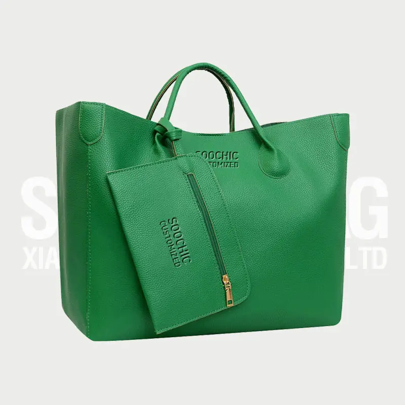 Soochic gaun kustom menambahkan Logo tas tangan mewah kulit LEBIH UKURAN tas belanja dengan tas jinjing besar dompet kapasitas besar dan tas tangan