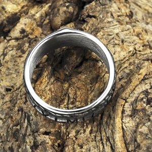 European American Style Men's <b>Titanium</b> Steel <b>Ring</b> Cross Pattern Viking Rune Design Hip Hop Jewelry Gift - Product Image 4