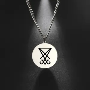 Siegel von Luzifer Anhänger Halskette Edelstahl Siegel von Satan Satanic 2023 New Fashion Amulett Halskette Schmuck für Frauen