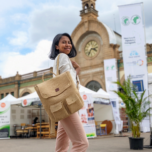 Mochila de Rafia para Mujer, Diseño Cuadrado Informal, Correa de Hombro Desmontable, Gran Capacidad, Cierre Interior con Cremallera, Ligera - Product Image 2