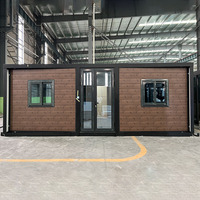 Maison conteneur modulaire en acier personnalisée et portable, 20ft 40ft, à double aile pliable, alimentée à l'énergie solaire, étanche, 1 à 4 chambres, pour hôtel ou atelier