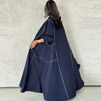 Dernier Nouveau Design Femmes Ouvert Abaya Design Arabie Saoudite Robes Manteau Style Imitation Jean Abaya Casual Simple Dubai Mode 2025