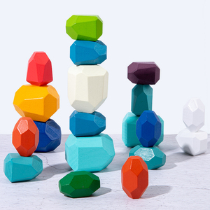 Wholesale Children's Wooden Colored Stone Educational Toy Creative Nordic Style Stacking Game Rainbow Wooden Building Block - Product Image 4