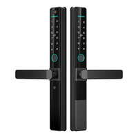 Serrure de porte intelligente extérieure étanche IP65, double lecteur biométrique, profil mince, cadre en alliage d'aluminium, contrôlée par application