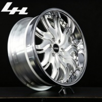 Roue à rayons tourbillonnants personnalisée LH |   Finition argent brossé |   Lèvre polie |   5x112/120 PCD |   Style Rivet Beadlock |   pour voitures européennes