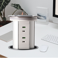 Enchufe Universal Inteligente con Wifi, Motorizado, Retráctil, con Puerto USB-C y Carga Inalámbrica, IP65, Negro, 16A, para Hogar y Oficina