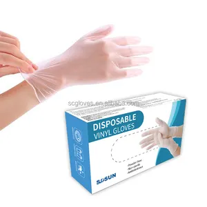 100 Pieces / Box Powder Free Pvc Gloves With Good Tensile Resistance Transparent Food Grade Vinyl Gloves