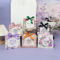 Sacs cadeaux en gros à motif floral avec ruban pour mariage, fête, remerciements, cadeaux, boîtes