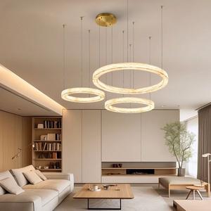 <span class=keywords><strong>Lustre</strong></span> LED Postmoderne Simple en Imitation Marbre Doré pour Salon Nordique, Maison Duplex, Villa, Salle à Manger, Chambre et Bureau - Product Image 1