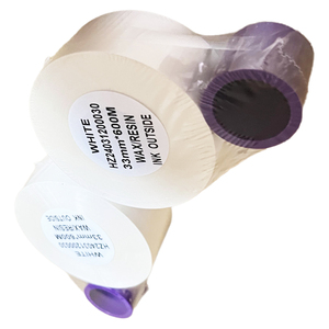 Premium Wax-Resin 33mm*450mm <b>White</b> Black Color Thermal Transfer Ribbon Tto Ribbon for Tto <b>Printer</b> - Product Image 1