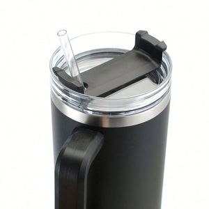 Gobelet isotherme personnalisé de 40 oz avec poignée, en acier inoxydable à double paroi, avec paille, tasse de voyage pour café avec couvercle - Product Image 3