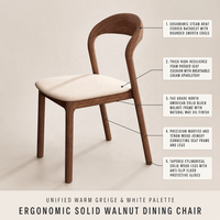 Chaise de salle à manger en bois massif Home Cream Style Modern Simple Back Table Chair Ash Wood Restaurant Tabouret en cuir